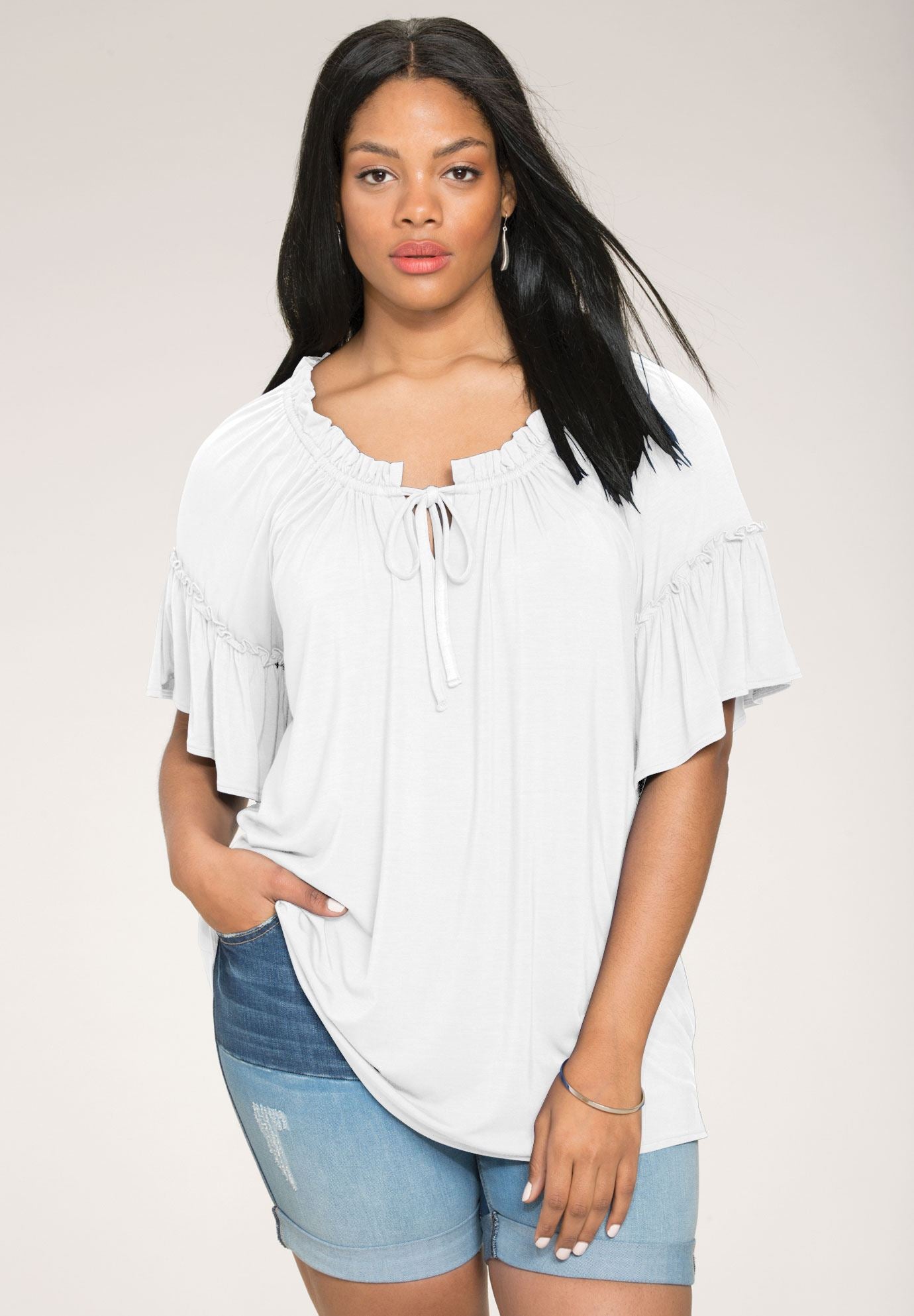 cropped peasant tee