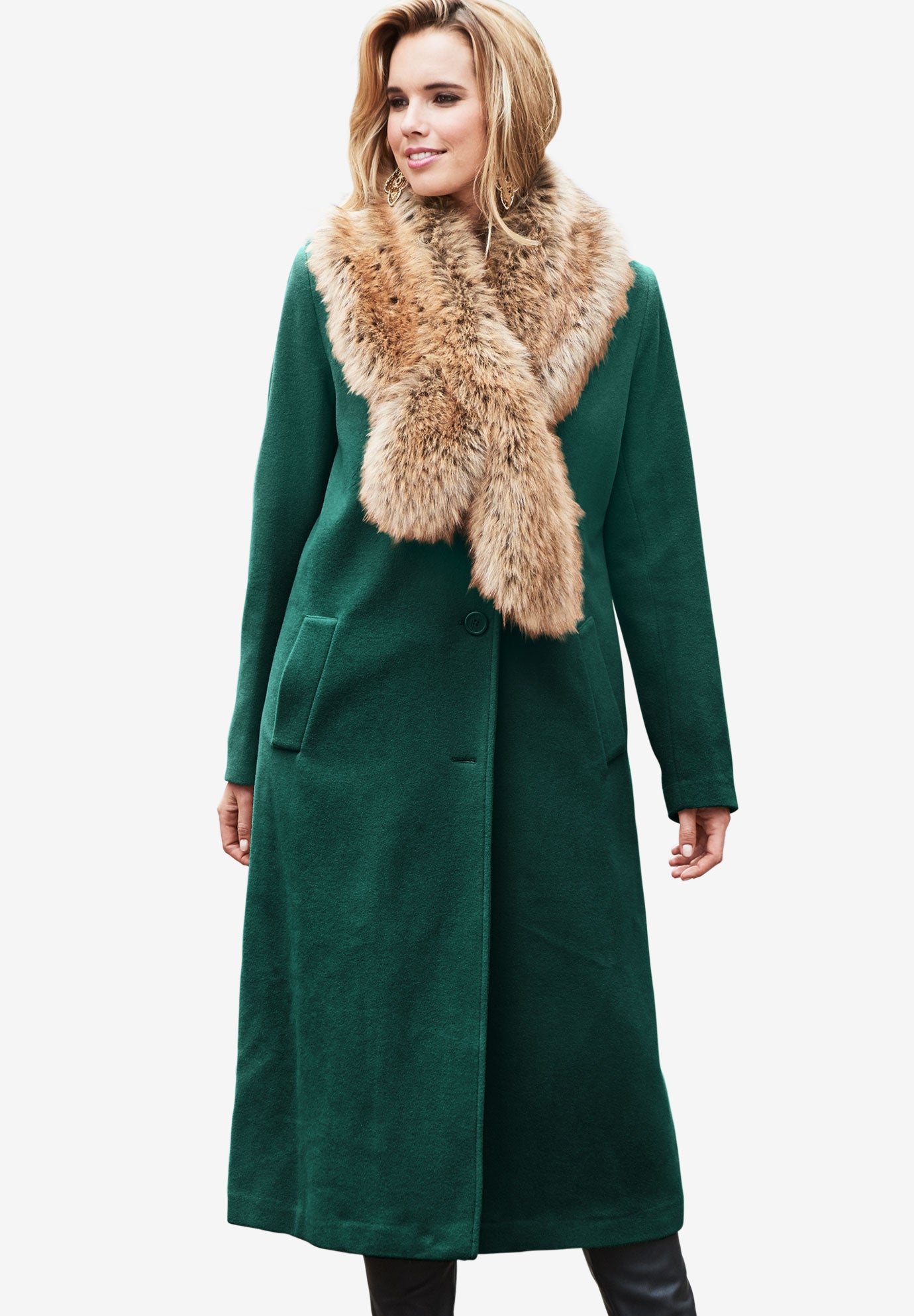 Long Wool Coat | Plus Size Outerwear | Roaman's