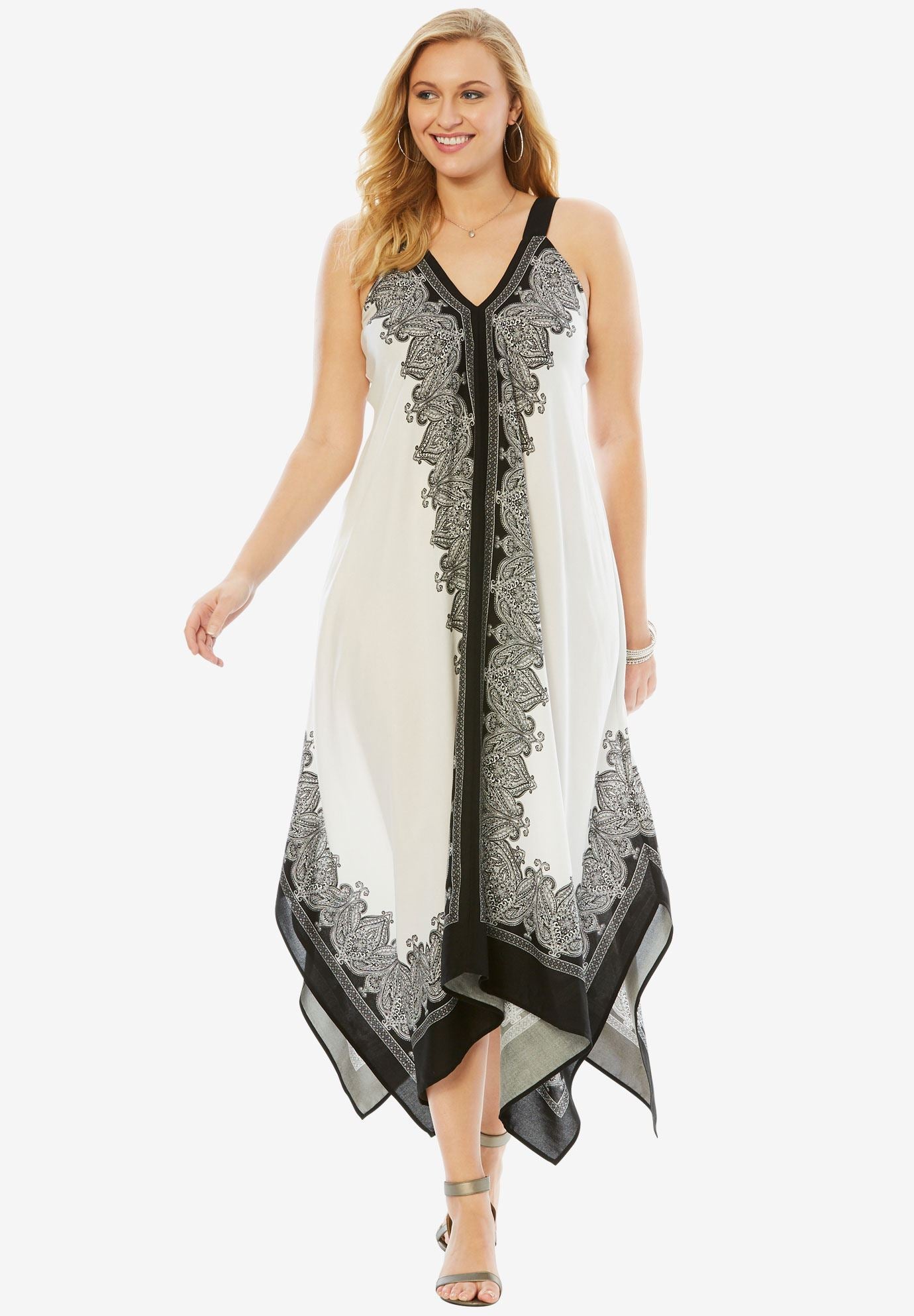 Scarf Print Maxi Dress By Denim 24/7 Plus Size Maxi Dresses Roaman's