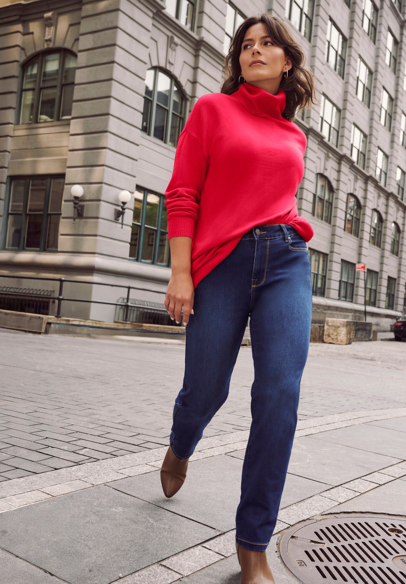 Turtleneck Tunic Sweater, VIBRANT RED, hi-res image number 0