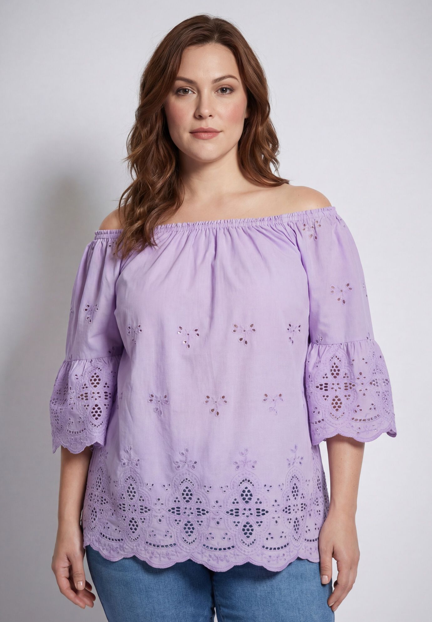 Convertible Eyelet Tunic, VIOLET, on-hover image number 1