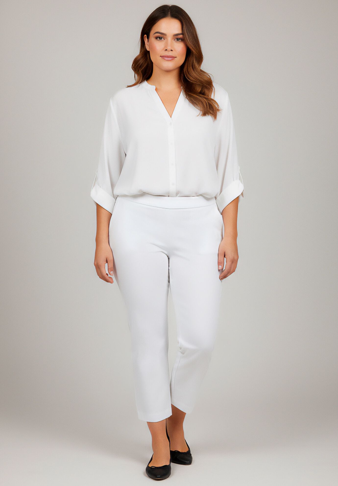 Super Stretch Straight Ankle Pull-On Pant, WHITE, on-hover image number 1