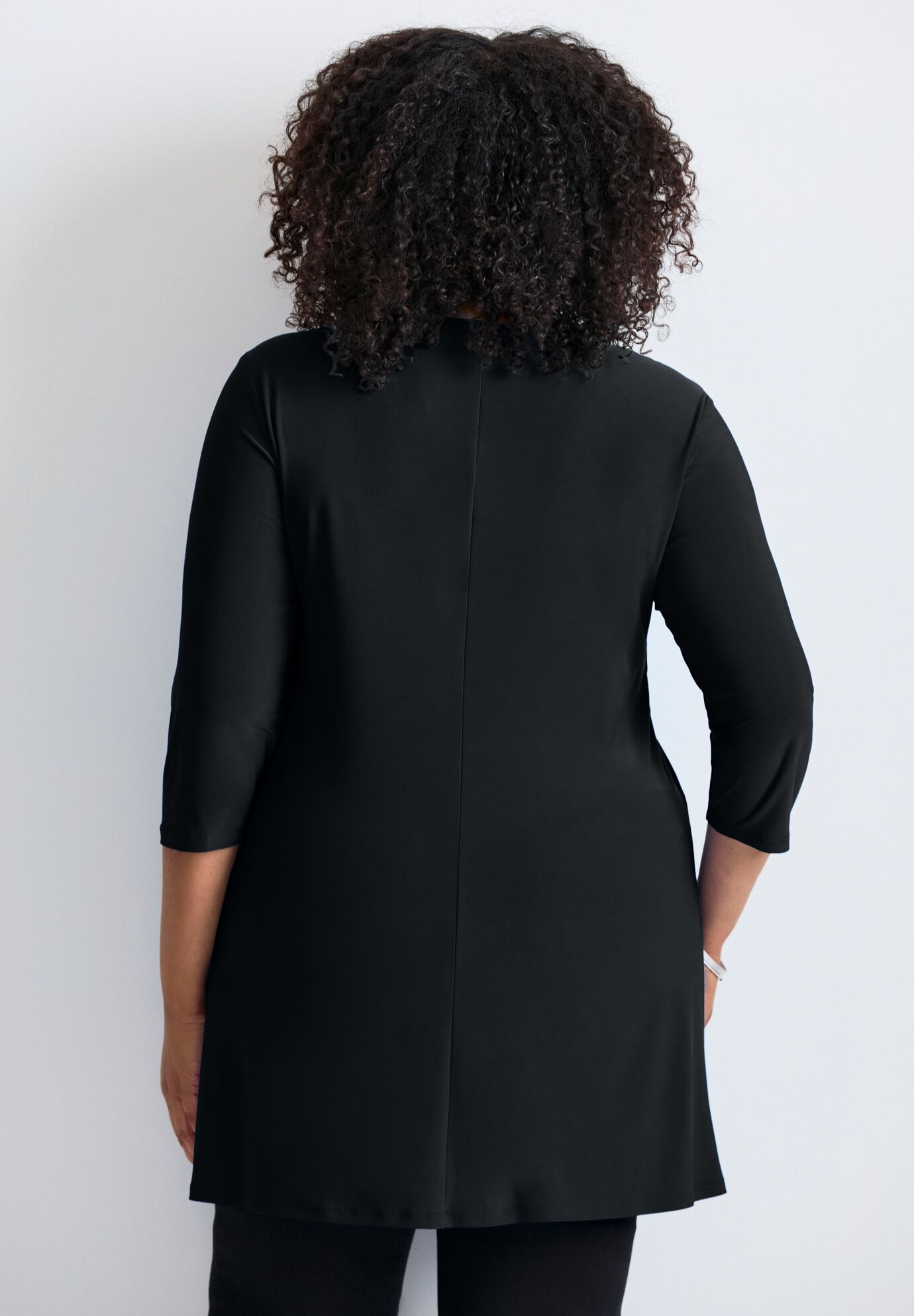 Ring Detail Tunic Top, BLACK, alternate image number 2