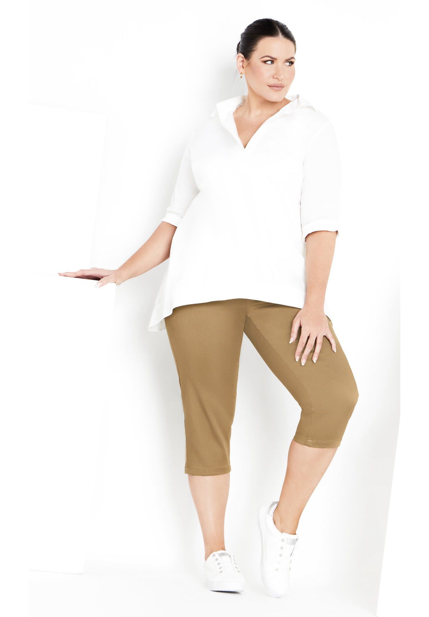 Butter Denim Pull On Crop Jean, KHAKI, hi-res image number 0