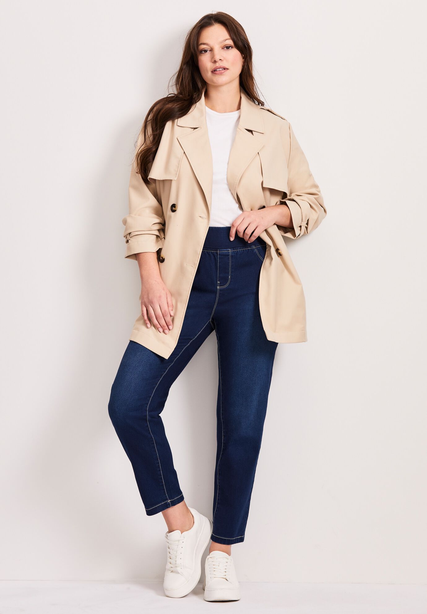 Butter Denim Pull-On High Rise Jean, DARK WASH, alternate image number 4