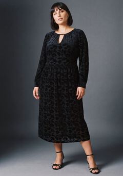 Keyhole Velvet Burnout Dress