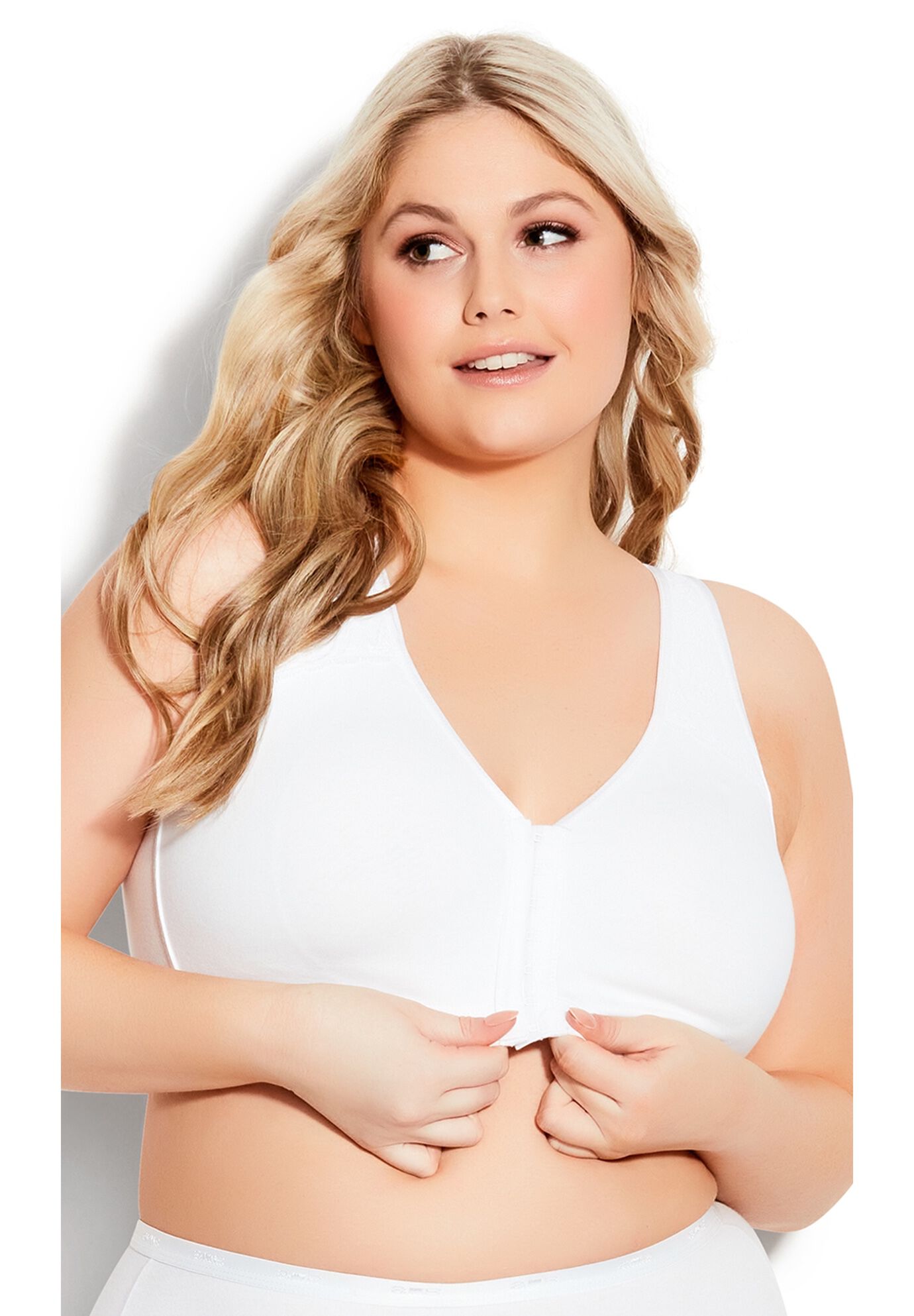 Comfort Cotton Wire Free Front Close Bra, WHITE, hi-res image number 0