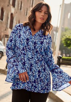 Button Front Poet Blouse