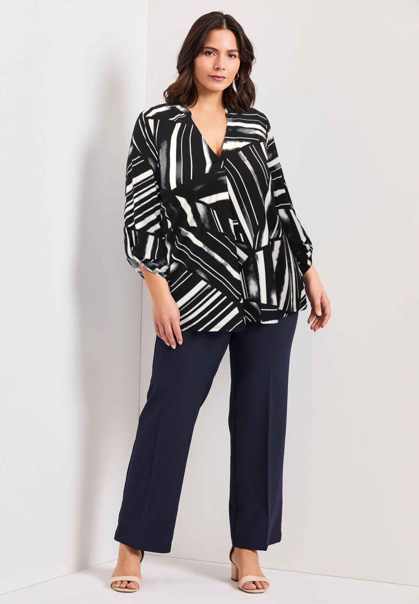 Audrey ITY Top, BLACK WHITE CUTABOUT STRIPE, alternate image number 5