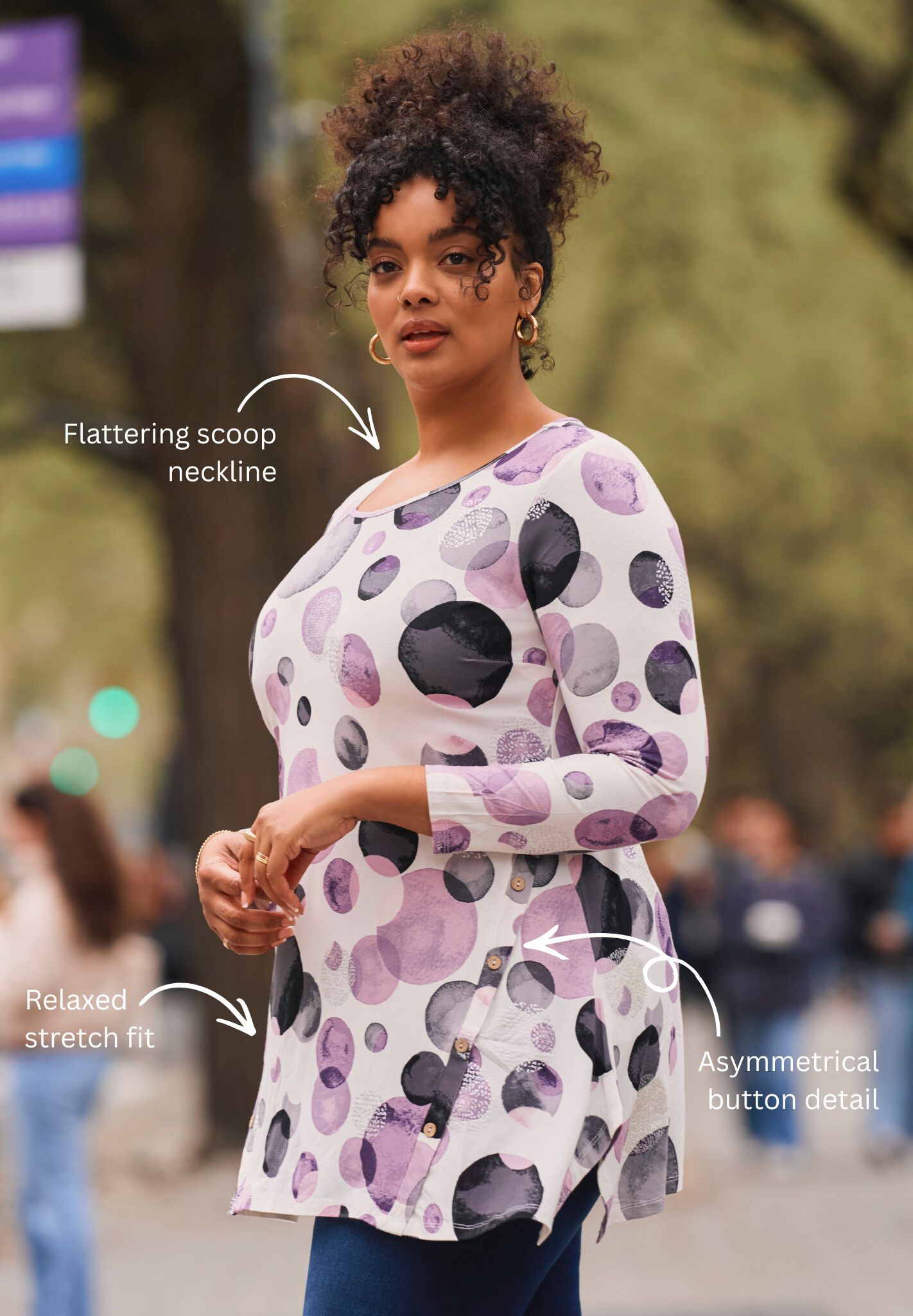 Leisure Button Tunic, COPPER SPECKLE, alternate image number 3