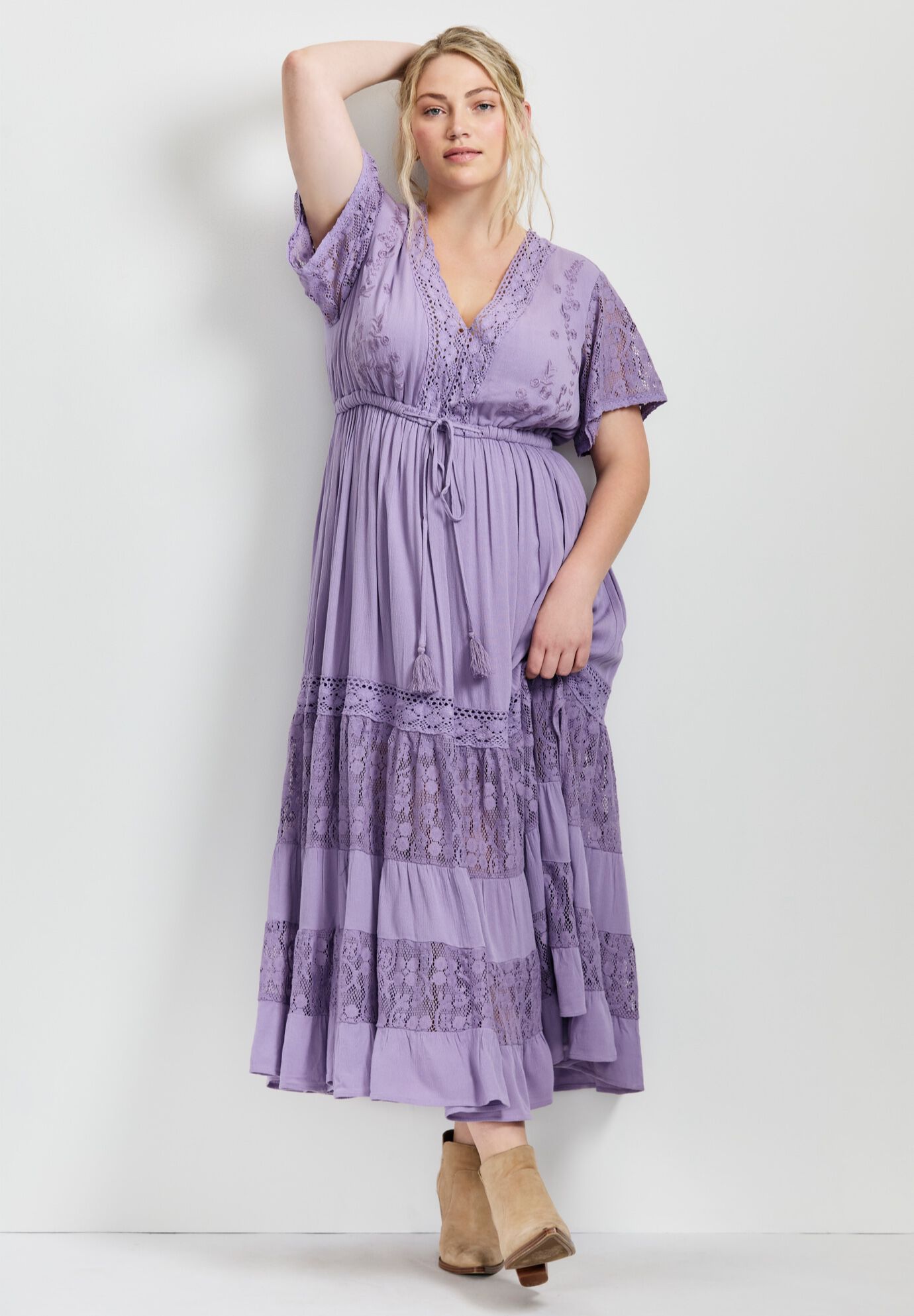 Raven Lace Maxi Dress, LILAC, on-hover image number 1