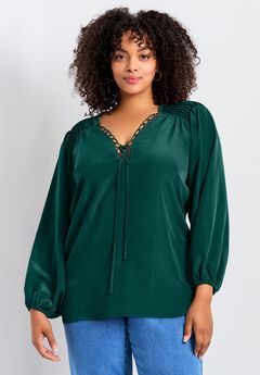 Scallop Trim Peasant Blouse
