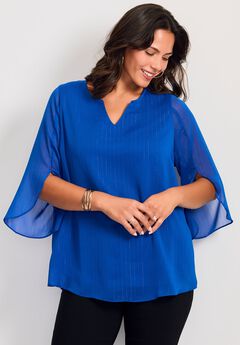 Lurex Stripe Tulip Sleeve Blouse