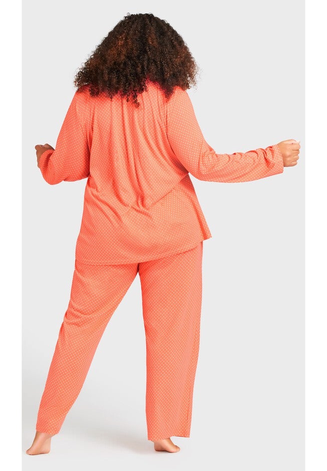 Button Print Sleep Top, PEACH SPOT, on-hover image number null
