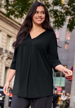 V Neck Pleat Front Tunic