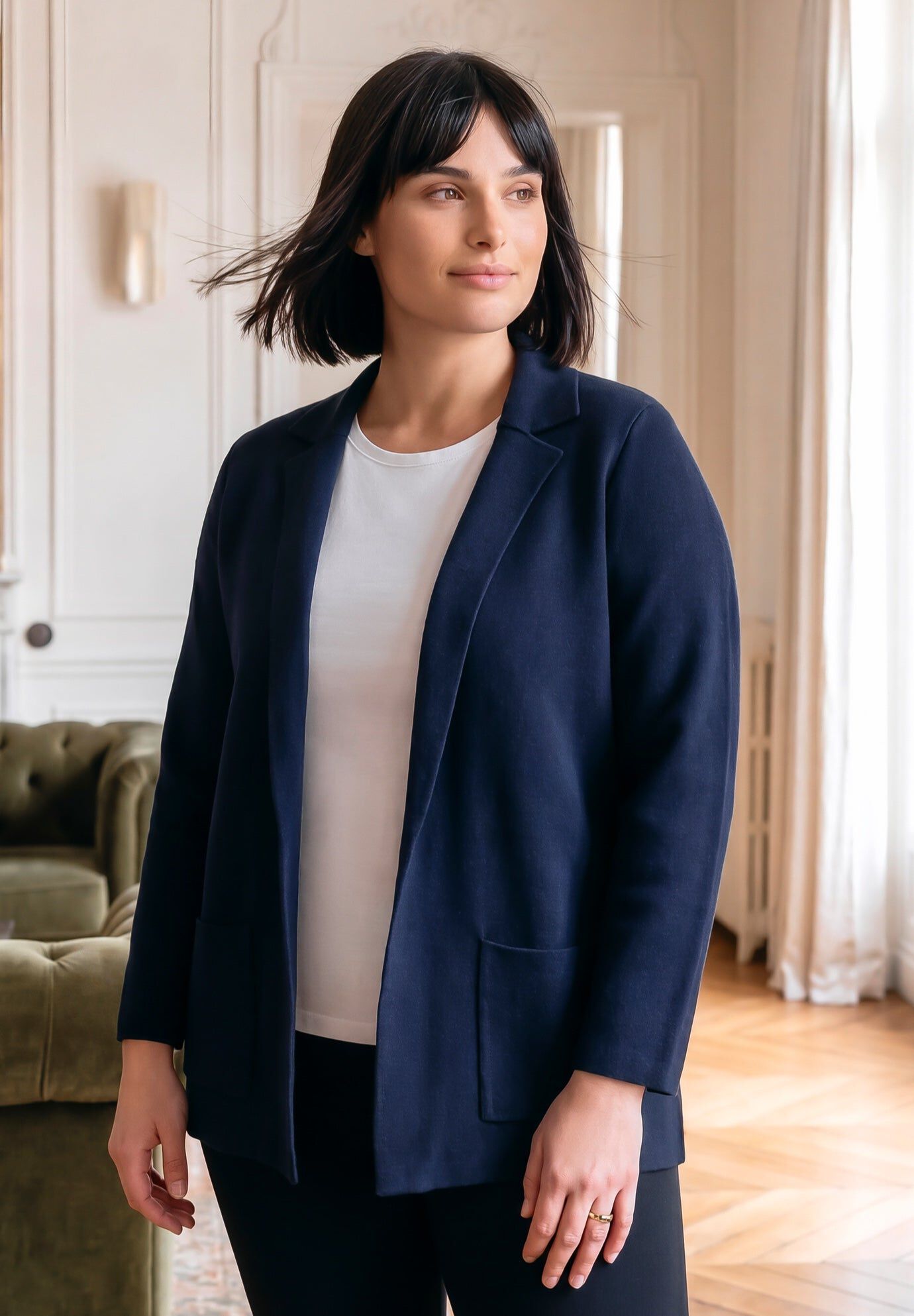 Ariana Knit Blazer, NAVY, hi-res image number 0
