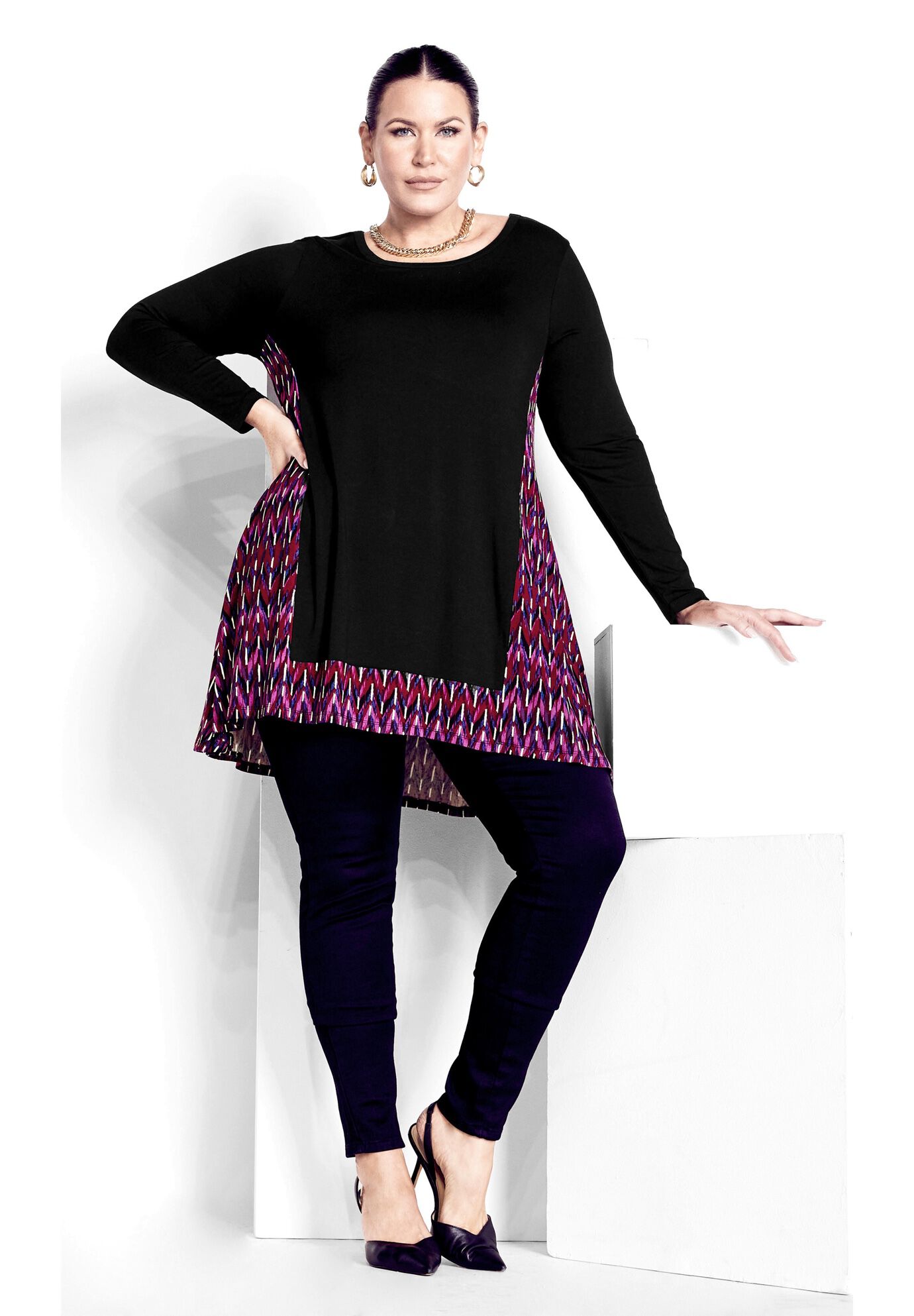 Elsa Tunic, BLACK BERRY CHEVRON, alternate image number 2