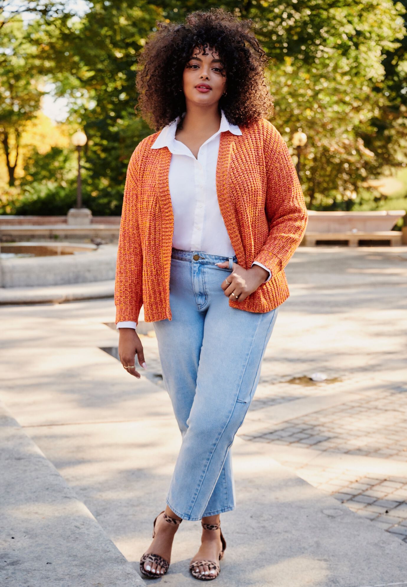 Open Front Cardigan Sweater, COOL MULTI, on-hover image number 1