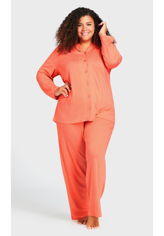 Button Print Sleep Top, PEACH SPOT, hi-res image number null