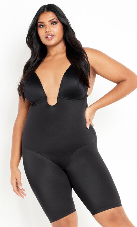 Smooth & Chic Plunge Bodyshaper - black, BLACK, hi-res image number null