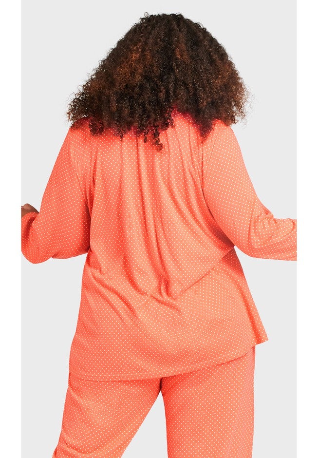 Button Print Sleep Top, PEACH SPOT, alternate image number null