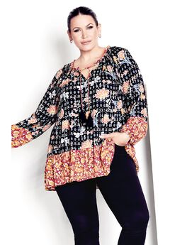 Imari Empire Waist Spliced Top