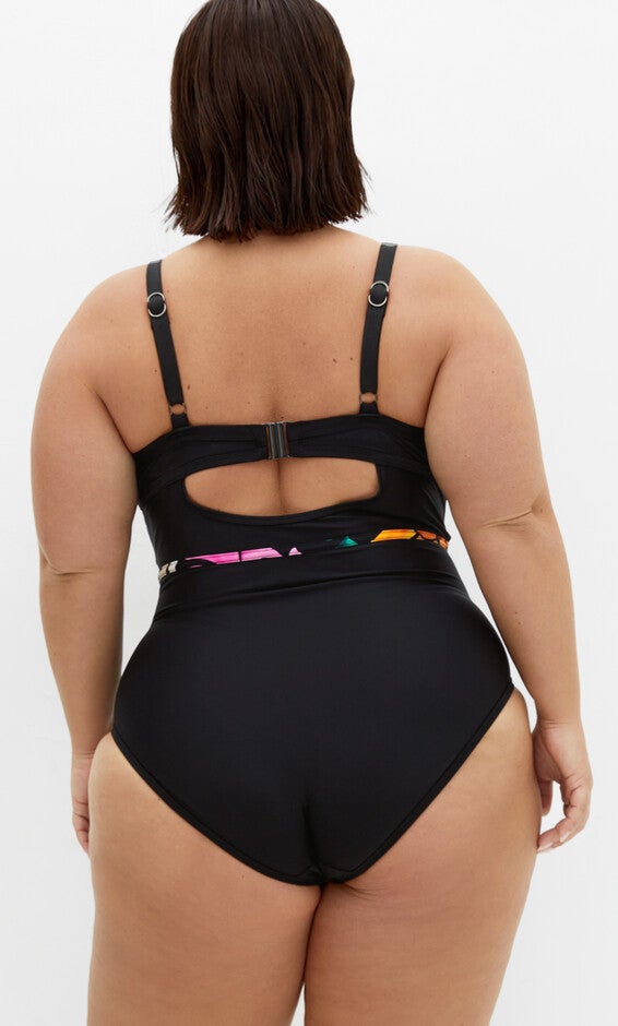 Maui Underwire Print 1 Piece - black print, WHITE, alternate image number null