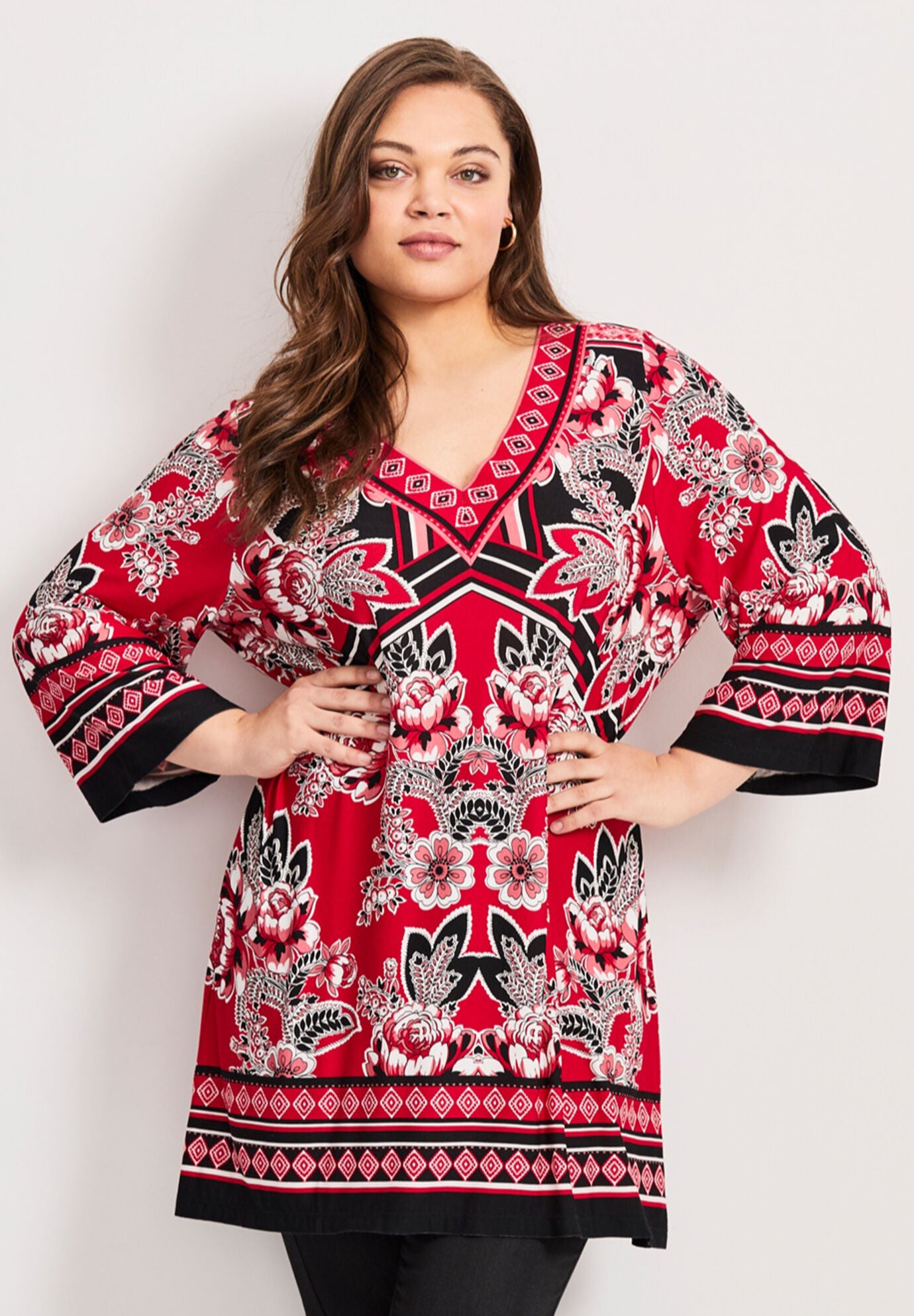 Scarf Print Tunic, RED SCARF PRINT, alternate image number 4