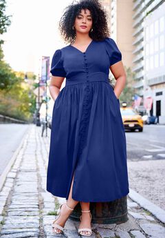 Button Front Midi Dress