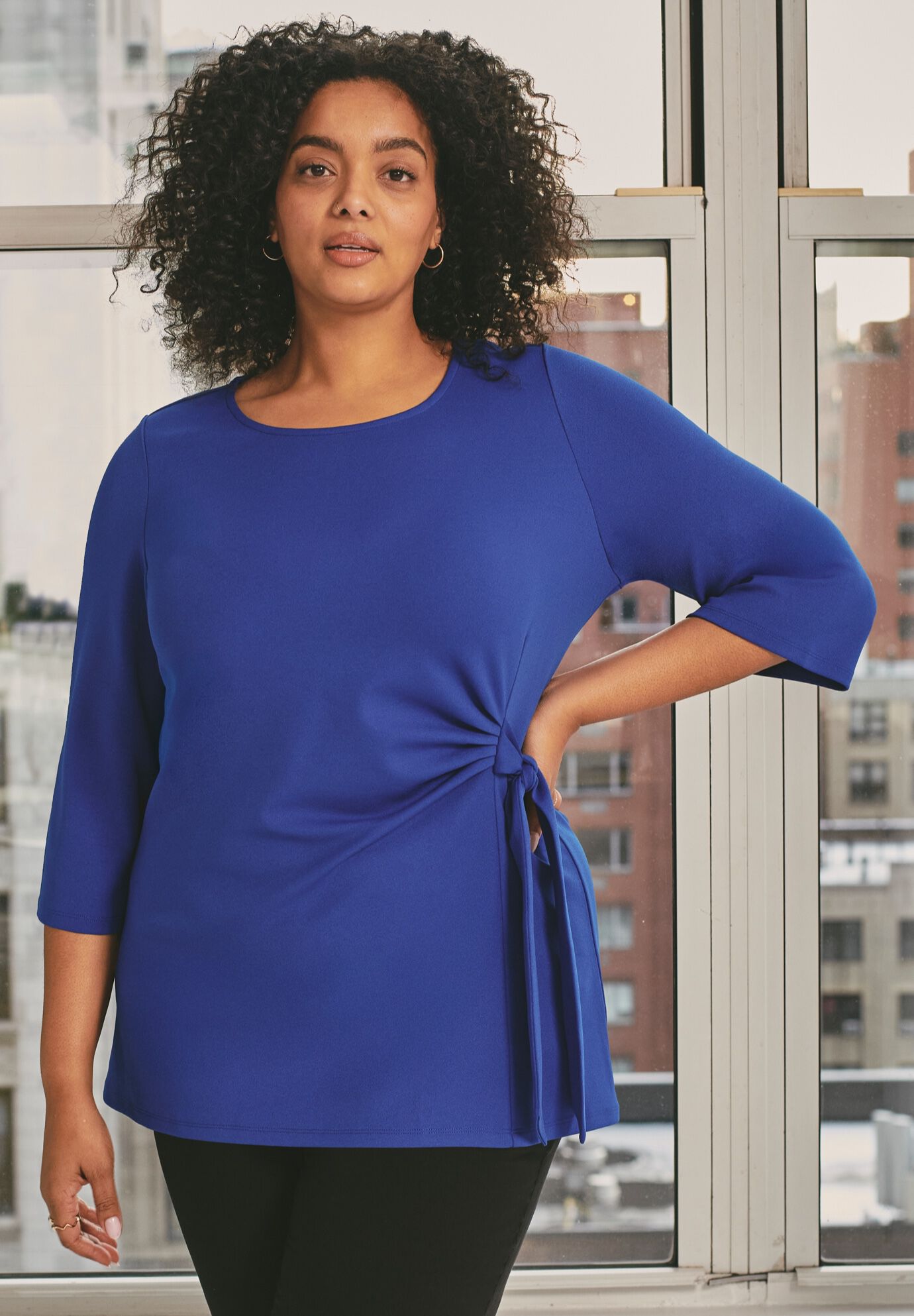 Tie Detail Tunic, DARK SAPPHIRE, on-hover image number 1