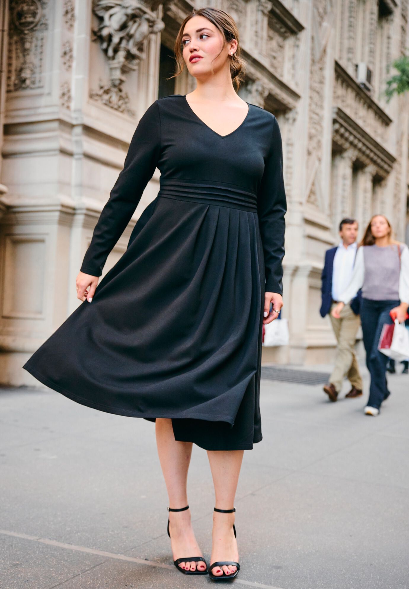Ponte Fit And Flare Midi Dress, BLACK, alternate image number 2