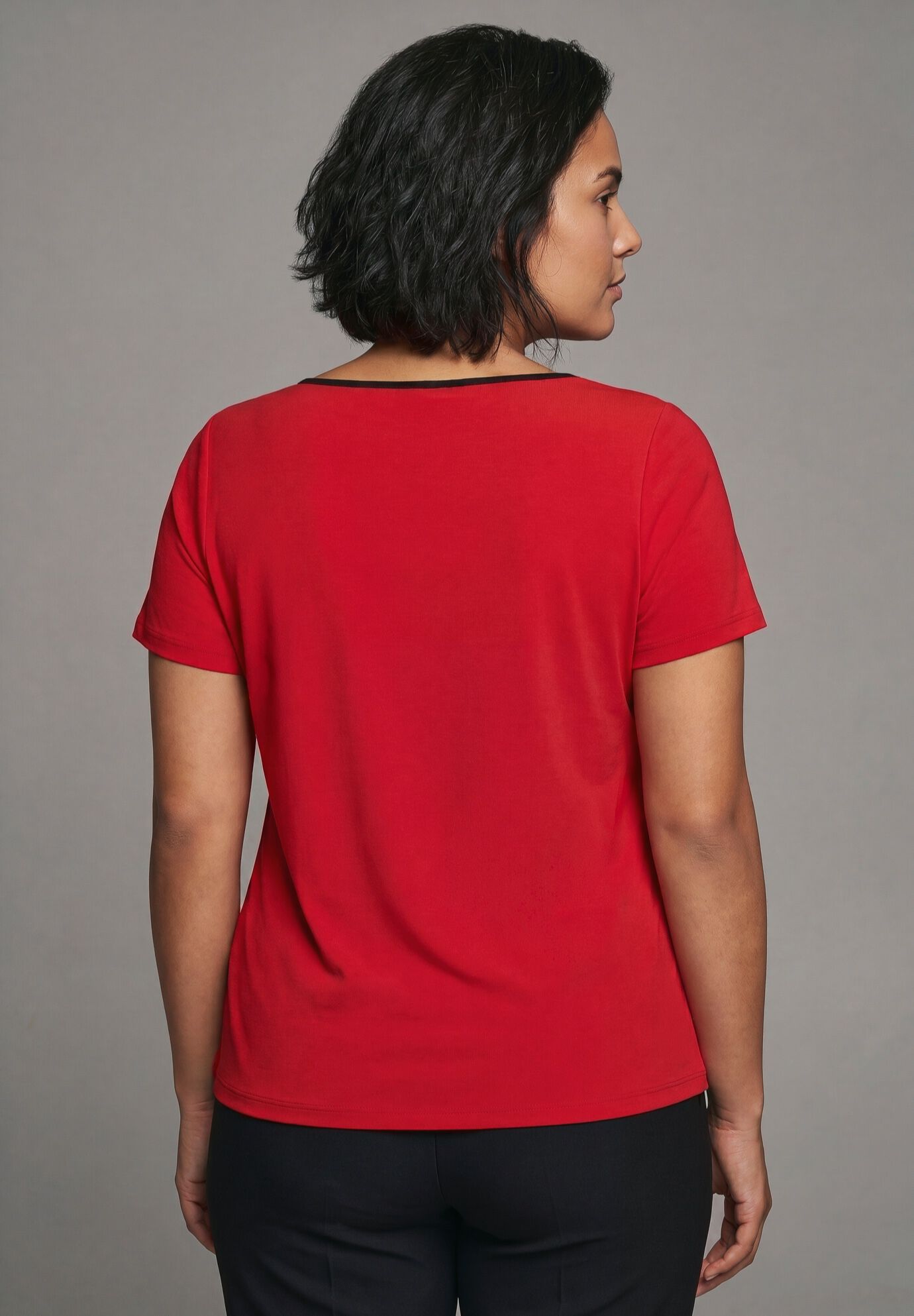 Audrey Contrast Sweetheart Top, VIBRANT RED, alternate image number 3