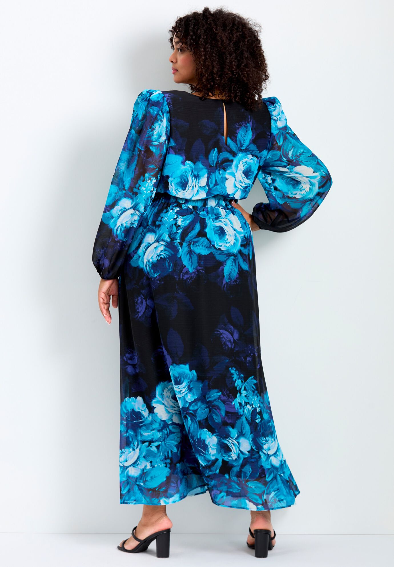Neve Maxi Dress, AQUA ROSE BORDER, alternate image number 2