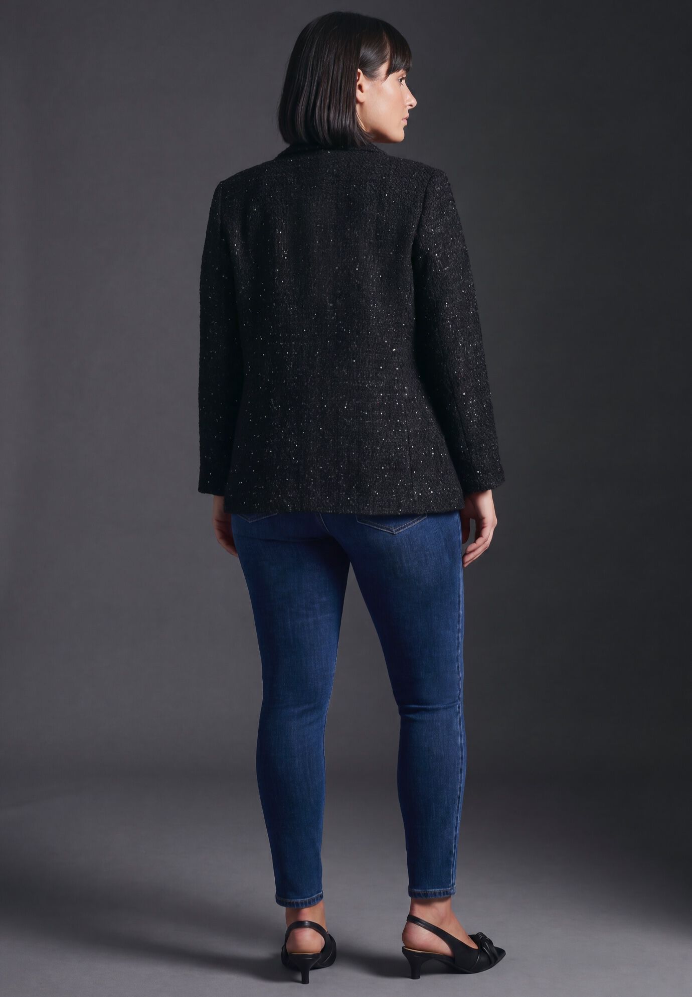 Tegan Tweed Blazer, BLACK, alternate image number 2