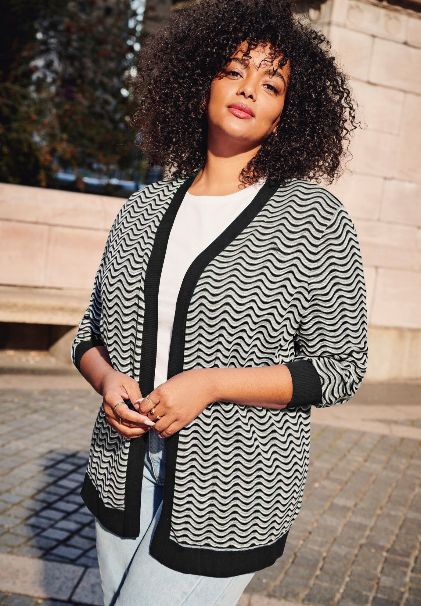 Poet Sleeve Open Cardigan Sweater, NEUTRAL WAVE, hi-res image number 0