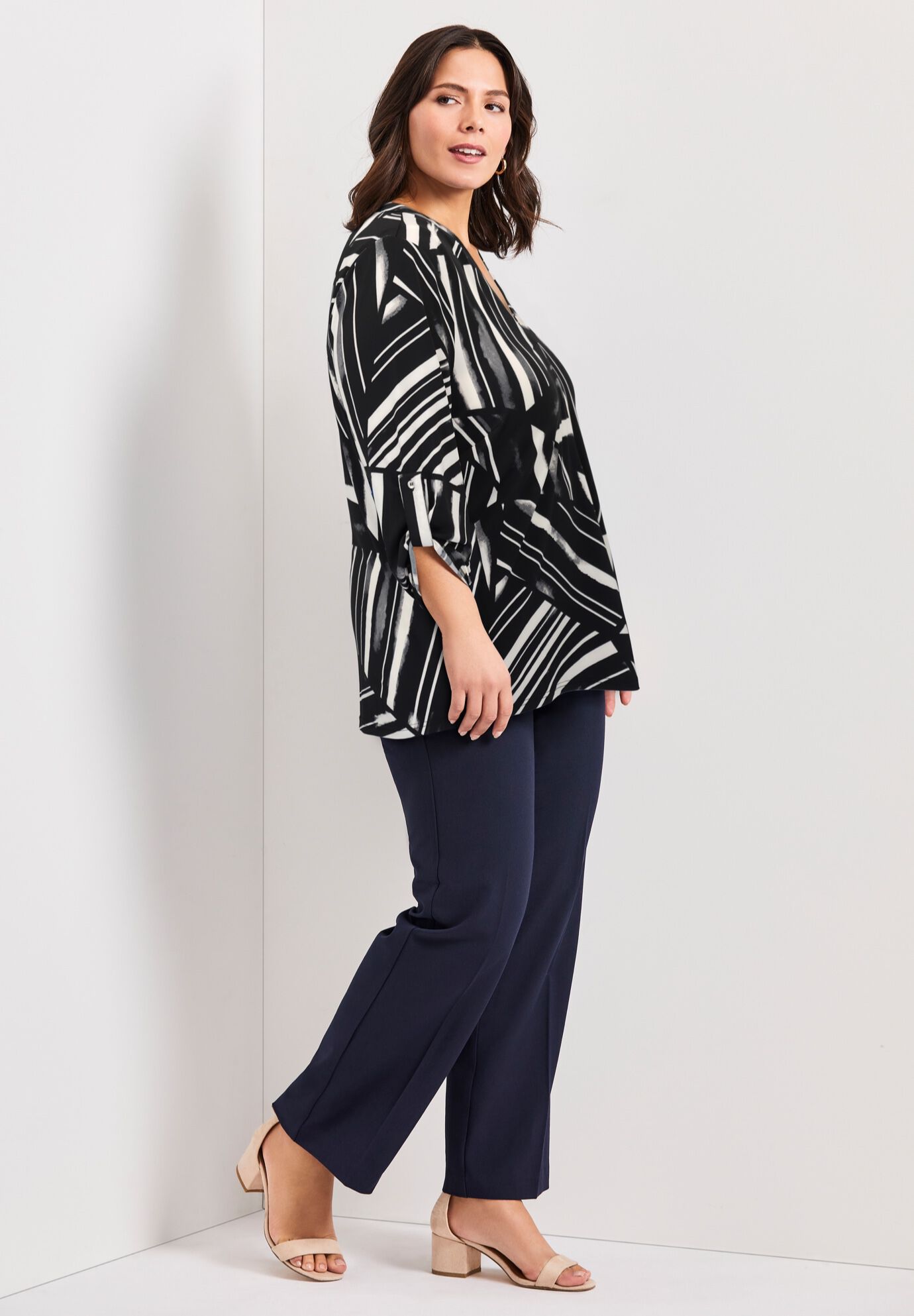 Audrey ITY Top, BLACK WHITE CUTABOUT STRIPE, alternate image number 3