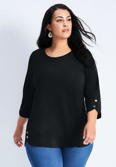Plus Size Black Tops With Sleeves
