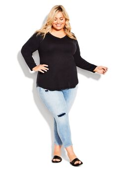 V-Neck Essential Long Sleeve Tee