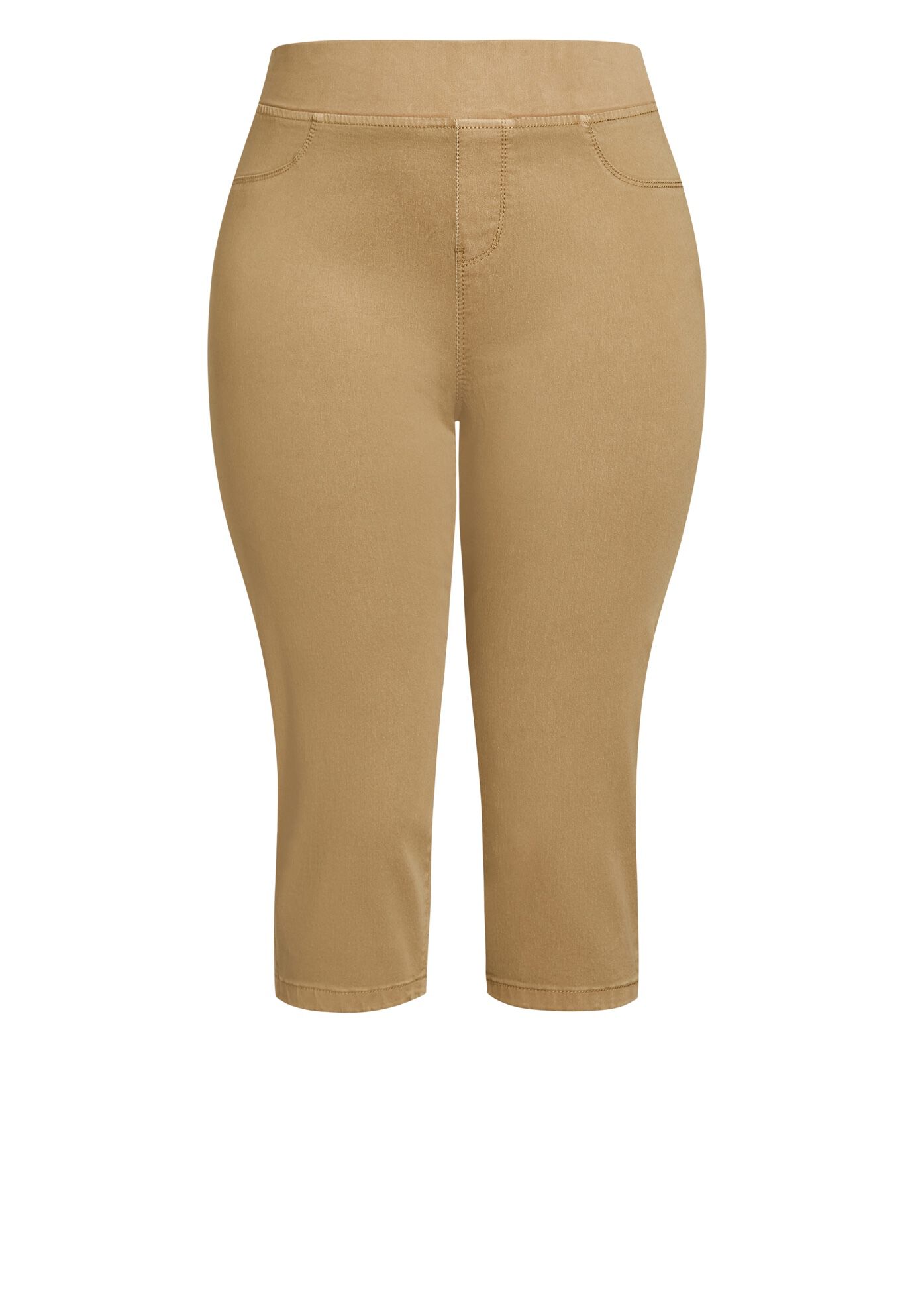Butter Denim Pull On Crop Jean, KHAKI, alternate image number 3