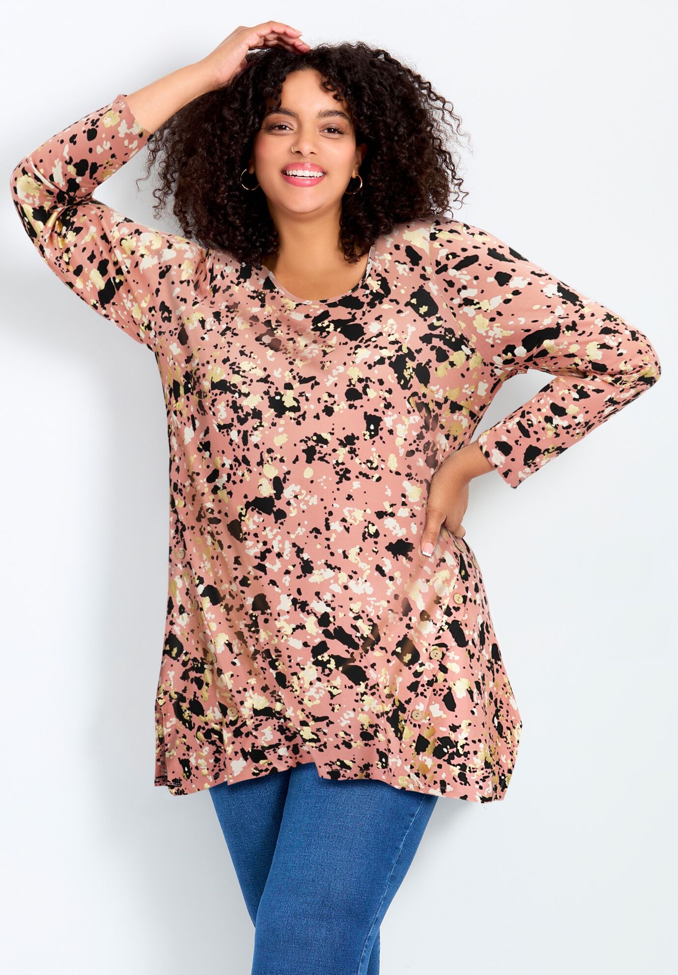 Leisure Button Tunic, COPPER SPECKLE, on-hover image number 1