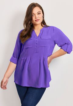 Roll Tab Pintuck Tunic