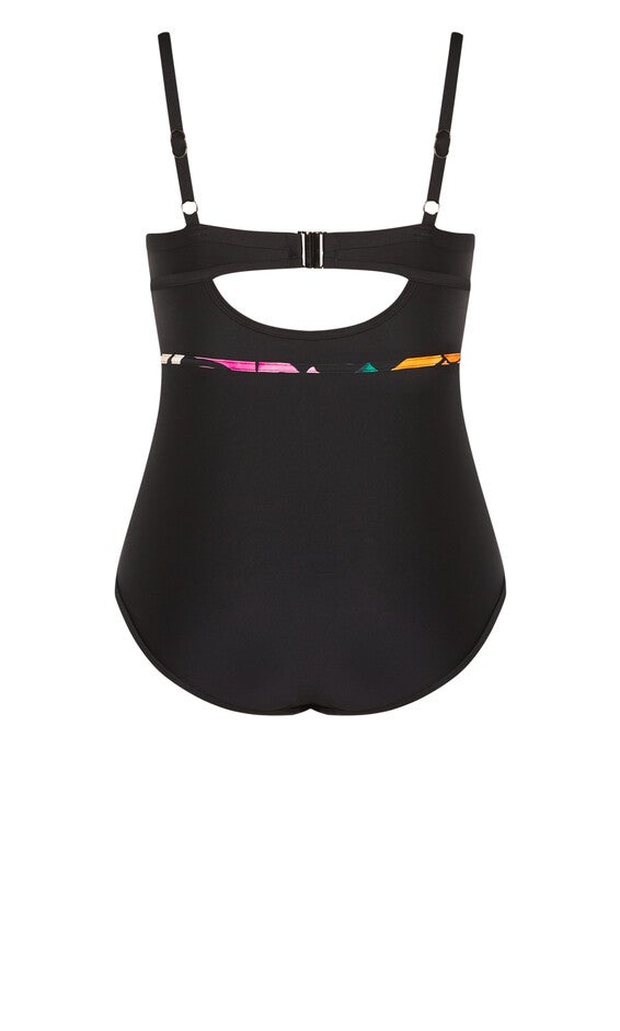 Maui Underwire Print 1 Piece - black print, WHITE, alternate image number null