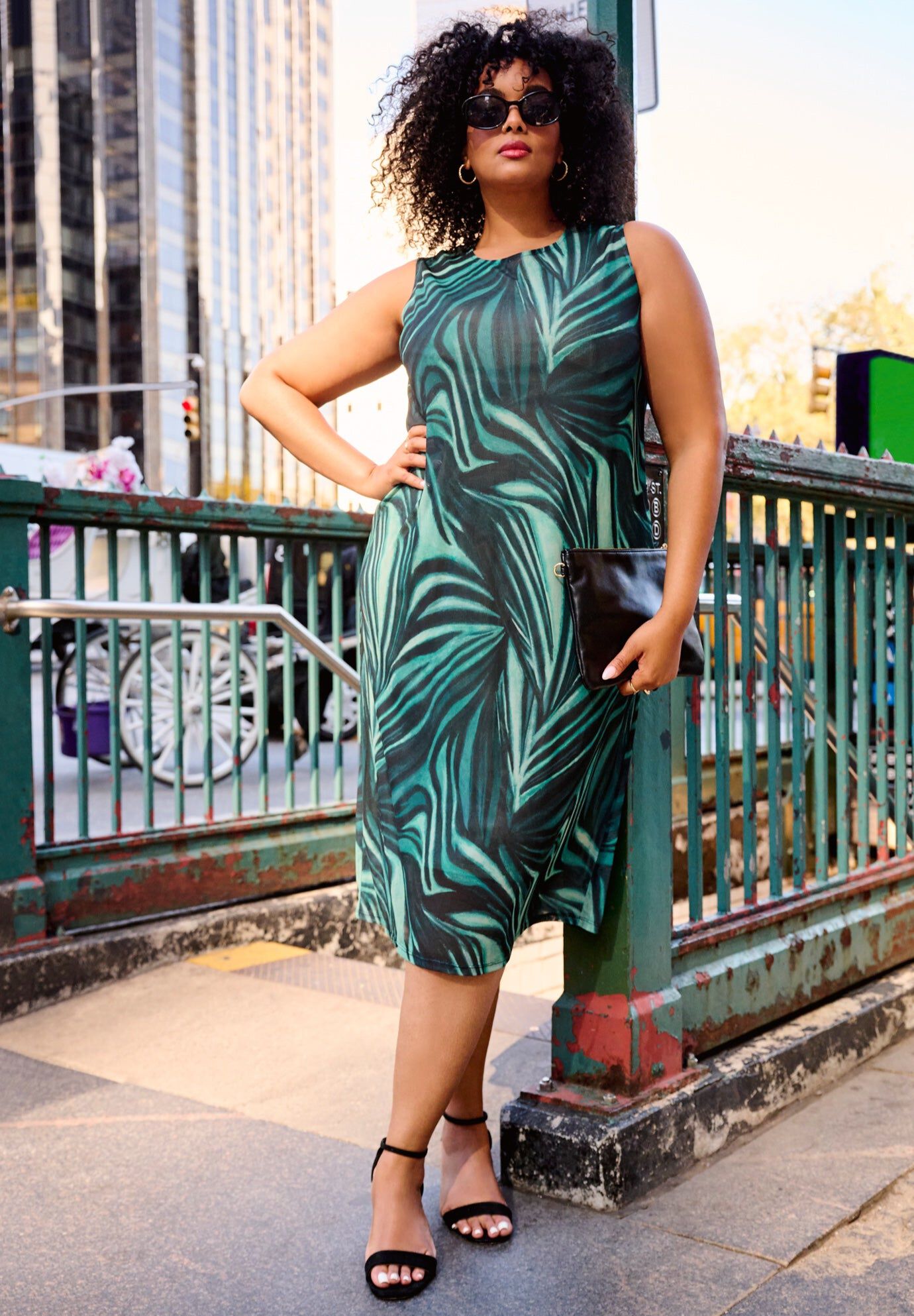 Sleeveless Mesh Dress, GREEN WAVE ZEBRA, hi-res image number 0