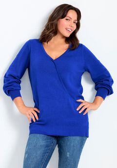Faux Wrap Pull Over Sweater