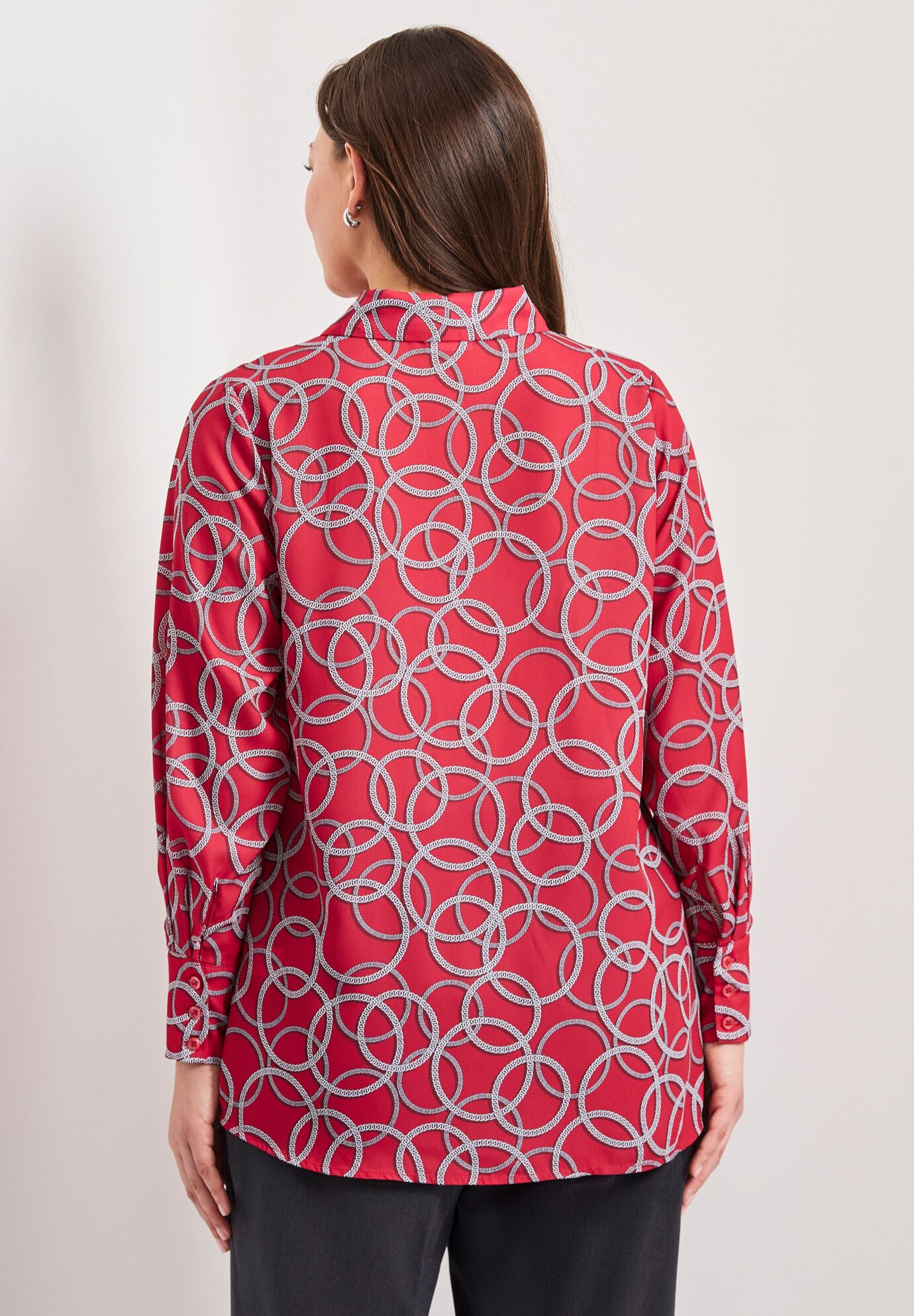 Signature Button Front Blouse, VIBRANT RED CIRCLE CHAIN, alternate image number 2