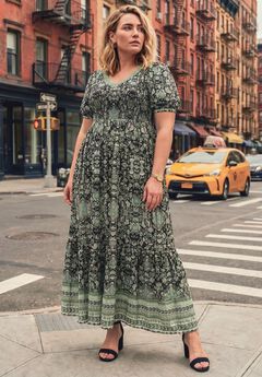 Plus Size Boho Summer Tiered Maxi Dresses