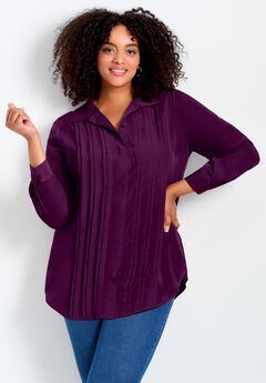 Pleated Button Down Shirt