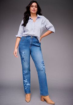 Embroidered Straight Leg Jean