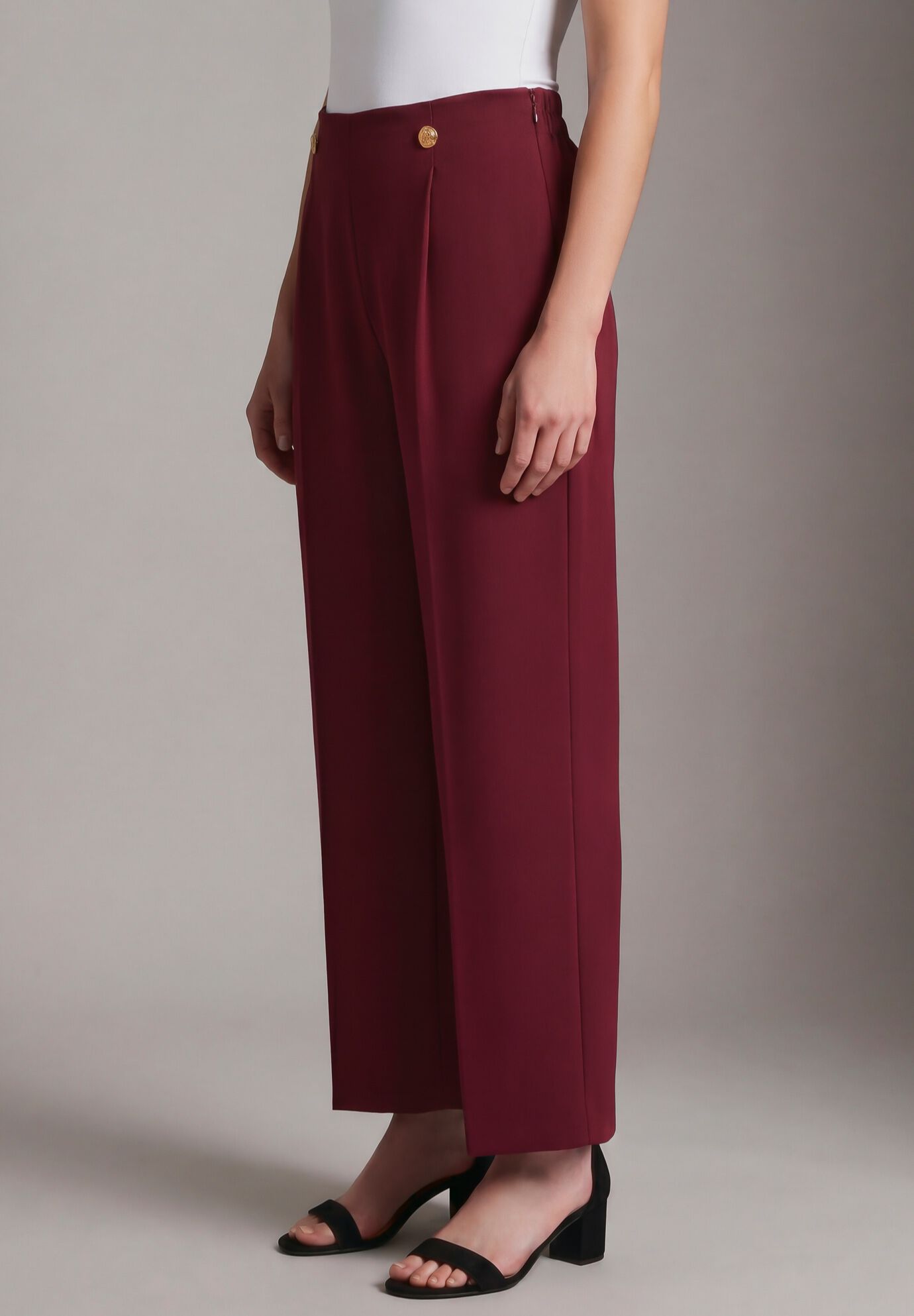 Cool Hand Wide Leg Trouser, RICH BURGUNDY, alternate image number 2