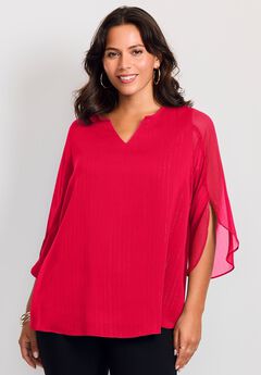 Lurex Stripe Tulip Sleeve Blouse